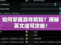 如何掌握游戲精髓？揭秘英文縮寫(xiě)攻略！