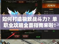 如何打造極致戰(zhàn)斗力？單職業(yè)攻略全面指南來啦！