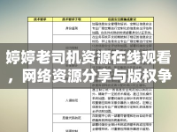 婷婷老司機(jī)資源在線觀看，網(wǎng)絡(luò)資源分享與版權(quán)爭(zhēng)議