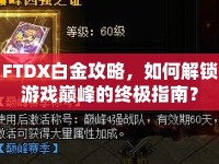 FTDX白金攻略，如何解鎖游戲巔峰的終極指南？