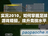 實(shí)況2010，如何掌握足球游戲精髓，提升競技水平？