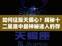 如何征服天蝎心？揭秘十二星座中最神秘迷人的存在！