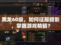 黑龍60級，如何征服暗影，掌握游戲精髓？
