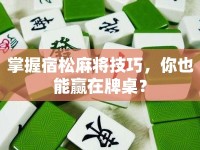 掌握宿松麻將技巧，你也能贏在牌桌？