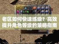 老區(qū)如何快速練級(jí)？高效提升角色等級(jí)的策略指南來(lái)啦！