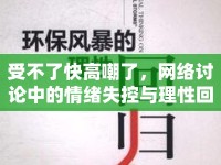受不了快高嘲了，網絡討論中的情緒失控與理性回歸