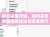 明日采集攻略，如何高效掌握游戲玩法與采集技巧？