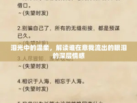 淚光中的溫柔，解讀誰在意我流出的眼淚的深層情感