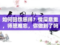 如何回饋恩師？情深意重，師恩難忘，你做到了嗎？