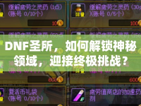 DNF圣所，如何解鎖神秘領(lǐng)域，迎接終極挑戰(zhàn)？