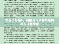 太深了好疼9，網(wǎng)絡討論中的情感共鳴與理性思考