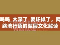 嗚嗚_太深了_要壞掉了，網(wǎng)絡(luò)流行語的深層文化解讀