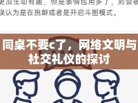 同桌不要c了，網(wǎng)絡(luò)文明與社交禮儀的探討