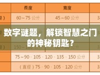 數(shù)字謎題，解鎖智慧之門的神秘鑰匙？