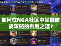 如何在NGA社區(qū)中掌握防戰(zhàn)攻略的制勝之道？