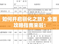 如何開啟馴化之旅？全面攻略指南來啦！