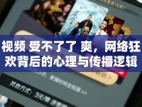 視頻 受不了了 爽，網(wǎng)絡(luò)狂歡背后的心理與傳播邏輯