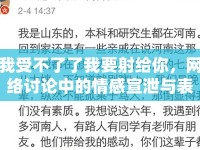 我受不了了我要射給你，網(wǎng)絡(luò)討論中的情感宣泄與表達(dá)