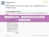 黑料曝光APP，網(wǎng)絡(luò)時(shí)代雙刃劍與道德邊界的深思