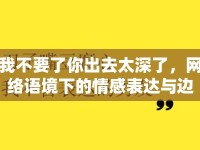 我不要了你出去太深了，網(wǎng)絡語境下的情感表達與邊界探討