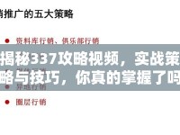 揭秘337攻略視頻，實戰(zhàn)策略與技巧，你真的掌握了嗎？