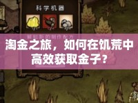 淘金之旅，如何在饑荒中高效獲取金子？