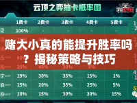 賭大小真的能提升勝率嗎？揭秘策略與技巧