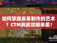如何掌握皮革制作的藝術(shù)？CTM剝皮攻略來(lái)襲！