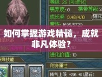 如何掌握游戲精髓，成就非凡體驗？