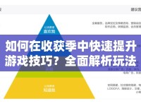 如何在收獲季中快速提升游戲技巧？全面解析玩法與高效策略！