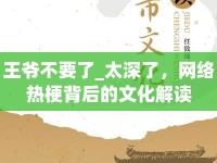 王爺不要了_太深了，網(wǎng)絡(luò)熱梗背后的文化解讀