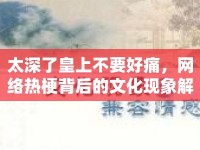 太深了皇上不要好痛，網(wǎng)絡(luò)熱梗背后的文化現(xiàn)象解析