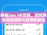 揭秘Sao HR攻略，如何解鎖高效招聘與管理的秘密？