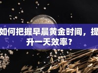 如何把握早晨黃金時間，提升一天效率？
