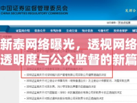 新泰網(wǎng)絡曝光，透視網(wǎng)絡透明度與公眾監(jiān)督的新篇章
