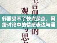 舒服受不了快點(diǎn)深點(diǎn)，網(wǎng)絡(luò)討論中的情感表達(dá)與語(yǔ)言現(xiàn)象