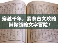 穿越千年，素衣古文攻略帶你領(lǐng)略文字冒險(xiǎn)！