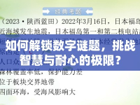 如何解鎖數(shù)字謎題，挑戰(zhàn)智慧與耐心的極限？
