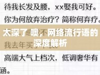 太深了 噢，網(wǎng)絡(luò)流行語的深度解析