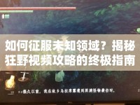 如何征服未知領(lǐng)域？揭秘狂野視頻攻略的終極指南！