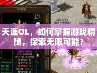 天涯OL，如何掌握游戲精髓，探索無(wú)限可能？