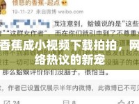 香蕉成小視頻下載拍拍，網(wǎng)絡(luò)熱議的新寵
