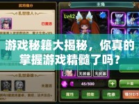 游戲秘籍大揭秘，你真的掌握游戲精髓了嗎？