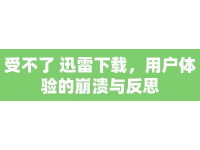 受不了 迅雷下載，用戶體驗的崩潰與反思
