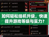 如何輕松掛機(jī)升級(jí)，快速提升游戲等級(jí)與實(shí)力？