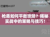 槍盾如何平衡攻防？揭秘實戰(zhàn)中的策略與技巧！