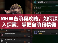 MHW各階段攻略，如何深入探索，掌握各階段精髓？