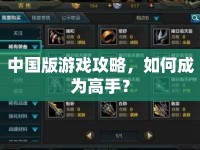 中國版游戲攻略，如何成為高手？