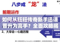 如何從旺旺傳奇新手迅速晉升為高手？全面攻略揭秘！