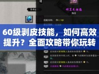 60級(jí)剝皮技能，如何高效提升？全面攻略帶你玩轉(zhuǎn)！